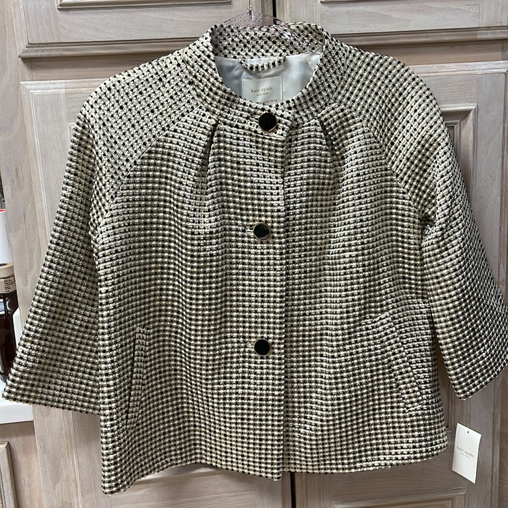 kate spade New York Devon Jacket “be dazzled”black/gold; size M